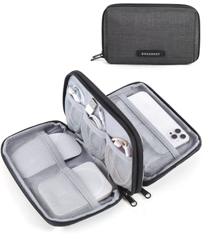 BAGSMART Kabeltasche Organizer Reisetasche für Elektronik Organizer Wasserdichte Zubehör für Handy Ladezubehör, Schwarz