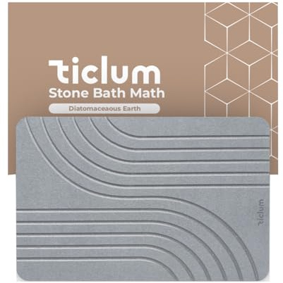 ticlum Alfombra de Diatomita Antideslizante, Absorbente y Ecológica – Tapete para Baño, Cocina o Entrada – Diseño Minimalista – Color Gris – 60×39 cm (1, Gris)