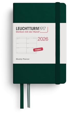 LEUCHTTURM1917 372734 Veckokalender Mini (A7) 2026, Forest Green, engelska