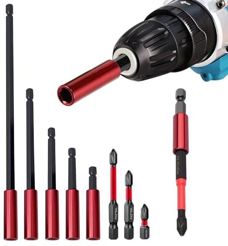 Lhdfyqt Set di 5 punte magnetiche esagonali, con attacco esagonale, 3 punte per trapano a vite