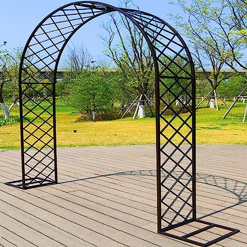 Arche de jardin en métal pour plantes grimpantes en fer forgé, décoration d'extérieur pour cour et pelouse, support de pergola durable, couleur marron