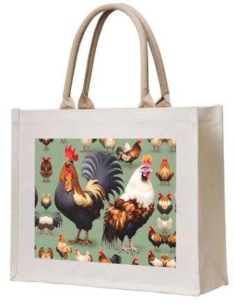 WBQLSL Borsa da spiaggia con motivo gallo e pollo, perfetta per spiaggia, picnic, viaggi e tempo libero a bordo piscina