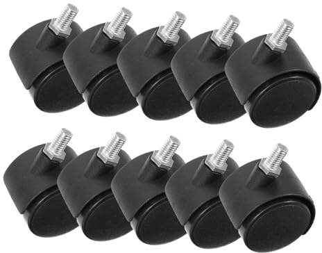 Artibetter Office Chair Casters Black Nylon and Iron Wheels with Threaded Stem Design 10pcs Maintenance-free and Swivel Convenient Installation for Furniture Legs for Household Use