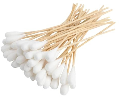 GZRXIOUS 100 Piezas Hisopos de Algodón de Largo,Bastoncillos de Algodón con Mango de Largo, con Asas de Madera, Cotonetes para Limpieza,Cuidado,Bastoncillos Maquillaje, 20cm