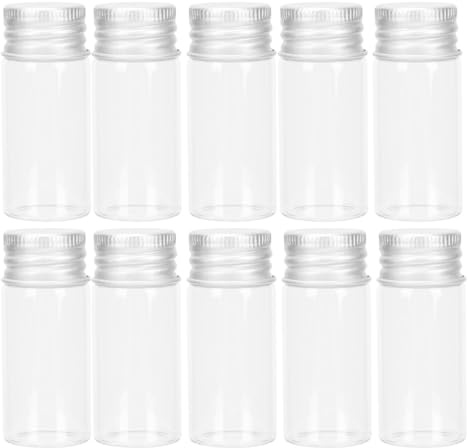 MOLUCKFU Lot de 24 Petits Bocaux en Verre de 10ml Couvercles en Aluminium, Flacons Miniatures Étanches pour Parfums et Épices en Salons de Beauté