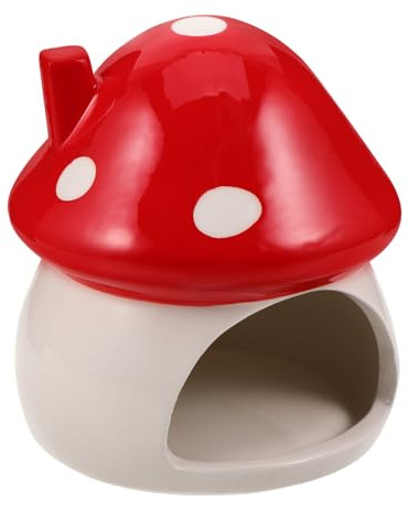 DECHOUS Keramik-hamsterhaus in Pilzform Nest für Zwerghamster Käfigdekoration Kühles Hamsternest Weihnachtshamsterhaus für Kleintiere