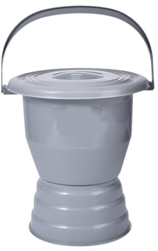 MUCKLILY Pot de Chambre Urinoir Épais Couvercle et Poignée, Plastique Résistant, Capacité Adaptée Personnes Âgées et Adultes, Urinoir de Nuit Antidérapant, Usage Domestique et Hospitalier,