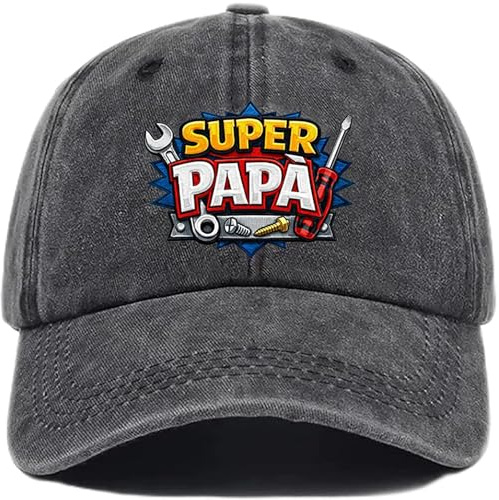 LOOBEAR Cappello Uomo con Visiera, Berretto da Baseball Personalizzato, Super papà/Nonno Regali Divertenti Uomo, Festa del papà, Natale, Compleanno, Regalo Nonno (papà)