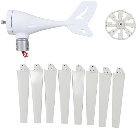 Pongnas Generatore Eolico Ad Alta Efficienza da 600 W con 8 Pale, Controller MPPT per Uso Domestico e in Barca (12V)