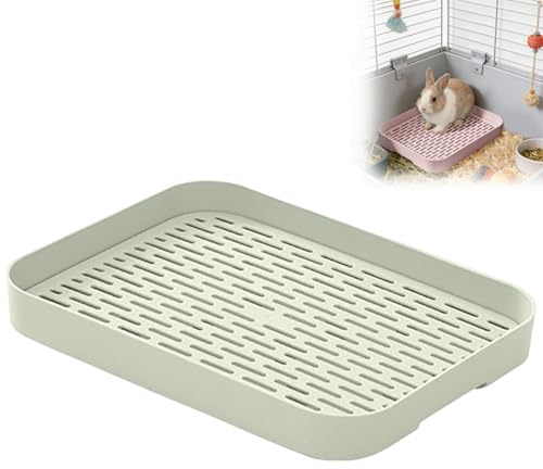 Kaninchentoilette – Stabile Kaninchentöpfchen,Hasentoilette,Töpfchentrainer,stabile Hasenbox,Leicht zu reinigende Ecktoilette,Haustierpfanne,Toilette für Erwachsene Meerschweinchen,Kaninchen (Grün)