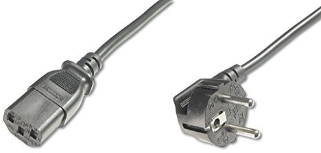 DIGITUS Cable de conexión a la red eléctrica, 1.8 m, CEE 7/7 (Tipo-F) 90° a C13, clavija, enchufe, H05VV-F3G, 0.75 mm²