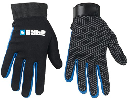 BYTE SNUG FIT SKIN HOCKEY GLOVES BLACK BLUE (SMALL)