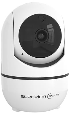 Superior Electronics Security iCM001 - Telecamera WiFi di Sorveglianza da Interno HD 1080p 2.4GHz con Visione Notturna e Audio Bidirezionale - Intercettazione Movimenti - Zoom Manuale - Rotazione 360°