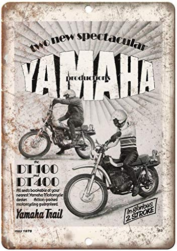 LORENZO Yamaha Trail Bike Motocicleta Vintage Metal Hierro Pintura Placa Cartel de Advertencia Señal de Salón Cafe Bar Cerveza Club Fiesta Navidad Boda Decoración