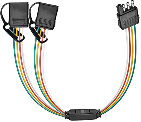 Nilight 4 Way Flat Trailer Y-Splitter Plug and Play Adapter Extension Harness for LED Tailgate Light Bar Trailer Lights,2 Years Warranty