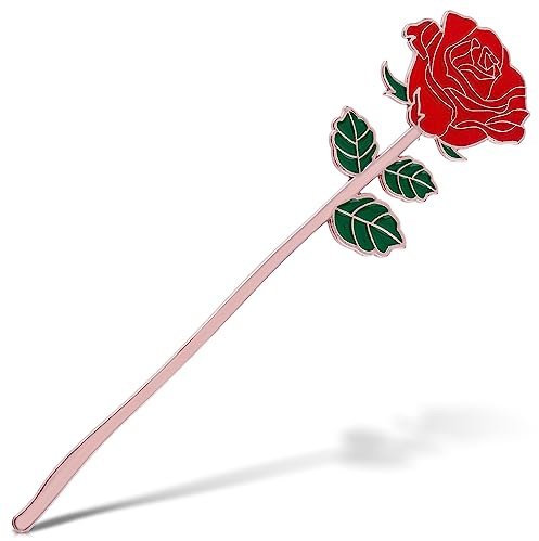 Bewudy Marque-page en métal, rose rouge - Cadeaux exquis pour les amoureux des livres, étudiants, enseignants et amis - Idéal pour Noël, anniversaires et graduation