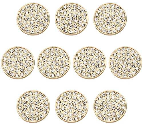 ftiemlovde 10 Stück Dirndl Knöpfe Gold mit Strass （G10G 23 mm) | öSenknöPfe Aus Kupferlegierung,zum Annähen,für Trachten,Mantel,Blazer,Strickjacken & DIY-Nähprojekte,langlebig & elegant