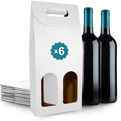 6x Weinbox für 2 Flaschen 18x9x40 cm – Weiße Geschenkbox für Wein, Sekt und Spirituosen | Weihnachten, Geburtstag, Hochzeit | Espirito Rebelde