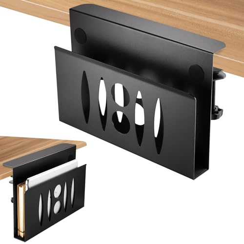 HAQIUHETO Lådor organisatör bärbar dator stativ bärbar dator stativ, tillverkad av stål, ingen borrning krävs zijstandaard, laptop side lagring (svart, ett lager)