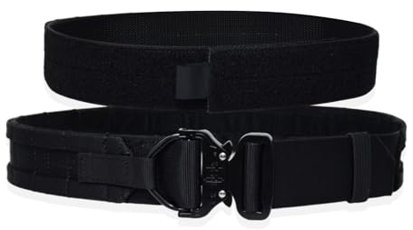 ULIONTAC Taktischer Gürtel, Militär-Stil, Riggers-Gürtel, MOLLE-Gürtel, robuster Gürtel (Schwarz, L), Schwarz , L