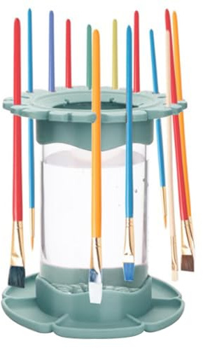 All-in- Paint Brush Cleaner Rinse Cup | Art,Studio,Brushes Holder & Silicone Cleaning System for Acrylic, Watercolor, Water- Paints, Paintbrush Cleaning Cup with Palette and Brush Organizers