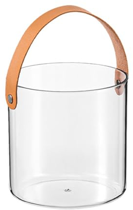 Petit Seau à Glace en Plastique, 13 X 13 Cm, Seau à Vin Transparent avec Poignée en Cuir, Seau à Fleurs Multifonctionnel Moderne, Panier à Fruits pour la Décoration de la Maison, du Bar, de la Fête