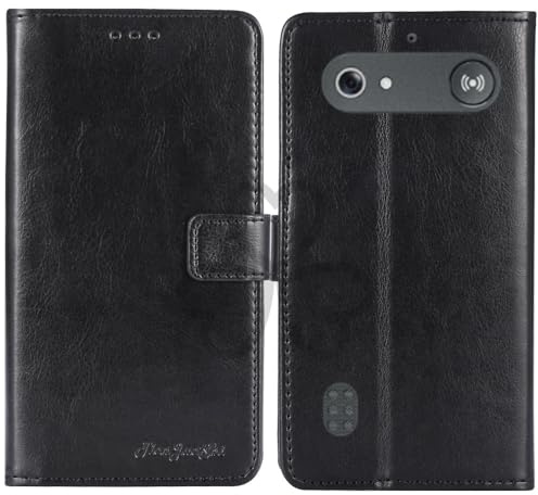 TienJueShi Svart Telefonskal Stödfunktion Skal Med Plånbok Mobilskal Läder Case Stöttåligt Hölje Skyddsskal Fodral för Doro Leva L10 L11 2.4 inch