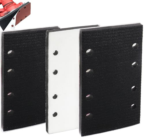 3pcs Sanding Sheets Interface Pad 18cm*9.3cm 8 Holes Square Hook and Loop Foam Interface Pad for Rectangular Sander