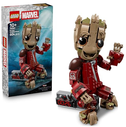 LEGO | Marvel Ravager Jumpsuit Groot Figure - Collectible Superhero Toy - Cute Desk or Bedroom Decor Idea - Birthday Gift for 10+ Year Old Boys & Fans - 76341