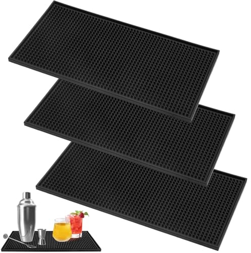 3 Stück Barmatte, 30 X 15 cm Abtropfmatte Schwarz Geschirr Spüle Schnell Trocknend Bar Matte Zubehör für Bar Club Küche Restaurants Café