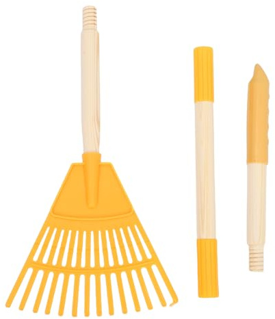 HEMOTON Râteau à Feuilles Jaune 14 Dents en Plastique avec Manche Amovible 87 CM – Râteau de Jardin Compact pour Nettoyage Pelouse Massifs et Arbustes en Automne et Hiver
