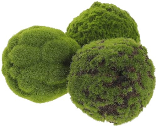 LALADEFIEE 3 Bolas de Musgo Artificiales Verdes para Colgar en Interiores, Decoración Práctica y Natural Fibra y Espuma, Adecuado Hogar