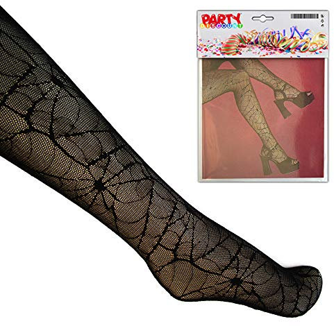 PARTY DISCOUNT ® Strumpfhose Spinnweben, schwarz, Einheitsgröße