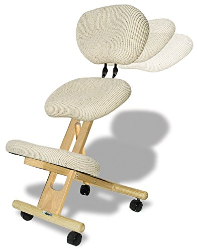 cinius Ergonomischer Stuhl Orthopädischer Kniestuhl mit Rücken Computerstuhl Kniehocker Stoff Natural Farbe