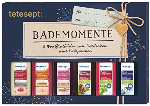 tetesept Bäder Geschenkset Bademomente – Badezusatz Probierset mit Geschenkanhänger - das ideale Präsent für jeden Anlass – 1 x Badeset (6 x 20 ml)