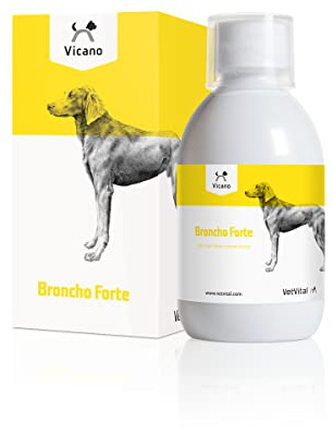 Vicano Broncho Forte | Saft für Hunde | 250 ml | Mit Pflanzenextrakten | VetVital | Ergänzungsfuttermittel | Zur Unterstützung der normalen Atemwegsfunktion | Mit Efeu, Anis, Fenchel, Thymian