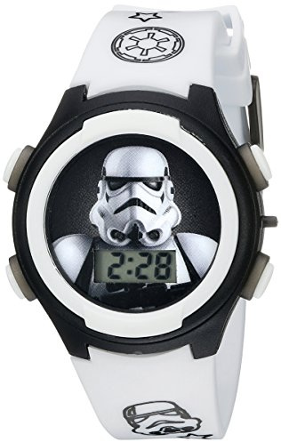 Accutime Star Wars Kids' Stormtrooper Digital Display LCD Quartz White Watch for Boys (Model: STM3488)