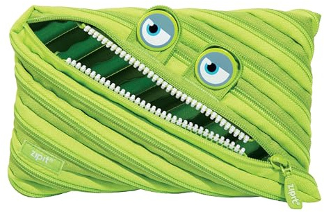 ZIPIT Wildlings Federmäppchen für Jungen, Extra Großes Mäppchen für die Schule, Monster Etui für Kinder, Federmappe Grün