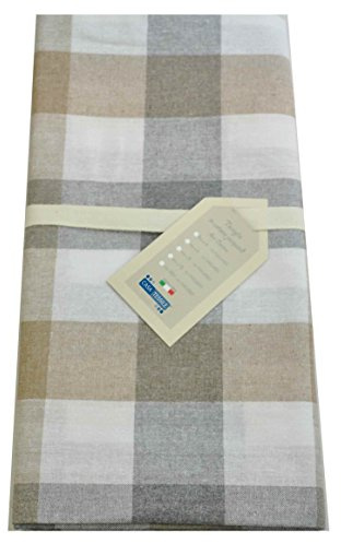 Casatessile Tovaglia in Cotone Jacquard Vichy - Grigio, 6 posti 140x180 cm.