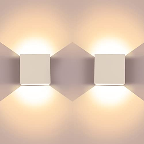 UPFORU 2 Pcs Modern Wash Lights, Aluminum Up and Down Indoor Lamp, 6W 3000K LED Wall Sconce, Suitable for Living Room, Bedroom and Hallway, Warm White, 3.9×3.8×2