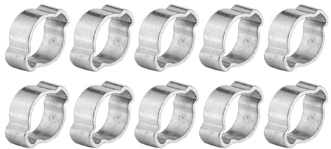 FTVOGUE 10pcs verzinkte Edelstahl Zwei Ohr Schlauch Antriebsklemme 5-23mm für Fule Benzin Rohr Schlauch(15-18MM)
