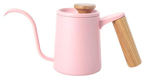 Caffettiera, caffettiera in acciaio inossidabile da 350 ml Bollitore lungo e sottile per uso domestico, antiscottatura e comodo da tenere, sicuro, liscio(Rosa)