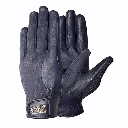 AK Solar Tech Summer Horse Riding Gloves – Soft Leather Equestrian Gloves with Breathable Mesh, Lightweight & Durable Grip for Women & Men (Navy, S)