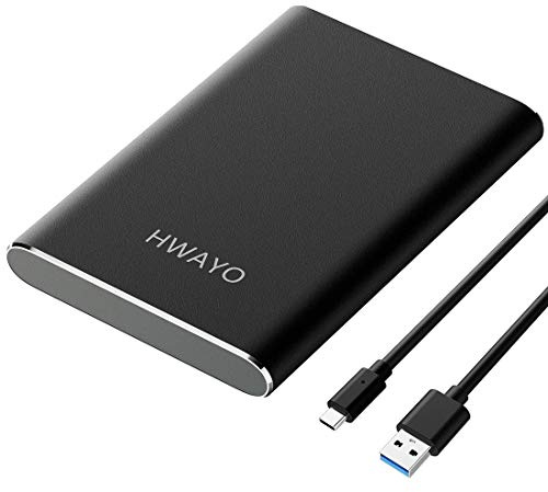 HWAYO 1TB Portable External Hard Drive, USB3.1 Gen 1 Type C Ultra Slim 2.5'' HDD Storage Compatible for PC, Desktop, Laptop, Mac, Xbox One (Black)