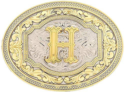 STARBRILLIANT Vintage Fashion Western Gürtelschnalle A Bis Z Anfangsbuchstabe Cowboy Gürtelschnallen Für Herren(H)