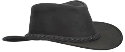 Walker and Hawkes Weathered - Sombrero de Vaquero de Estilo clásico - Cuero Vacuno - Negro - S (57cm)