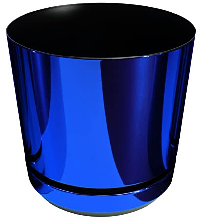 KORAD Blumentopf mit untersatzer - Muster 089 Glänzend Blau - 21 cm - Pflanzkübel aus Hochwertiger Kunststoff - Dekorativer Topf für Pflanzen