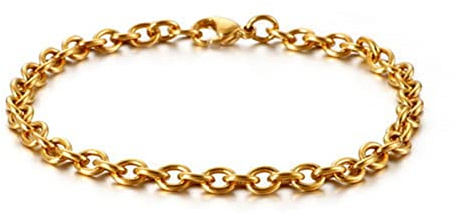 AMDXD Damen Herren Gliederarmbänder für Herren aus Edelstahl, Erbskette Manschettenarmband Zeitloser Herrenschmuck, Länge 20cm, Gold