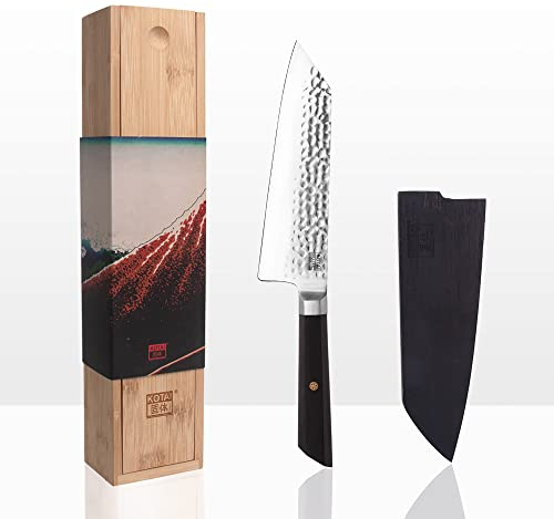 KOTAI | Bunka Santoku Knife | 17 cm Blade | Multi-Purpose Knife | Hand Sharpened and Forged | Ultra-Sharp 440C Japanese Stainless Steel | Ebonywood Handle | Full Hidden Tang