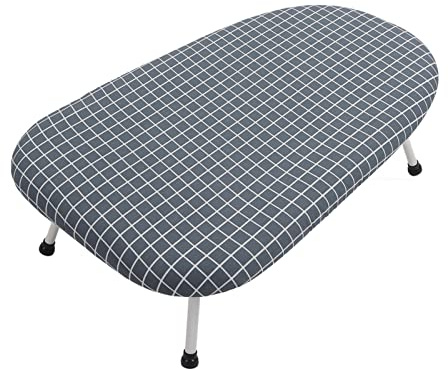 Fdit Planche à Repasser de Table avec Pieds Pliants Mini Planche à Repasser de Comptoir Portable pour la Couture, la Salle D'artisanat, Le Ménage (Plaid Bleu Classique)